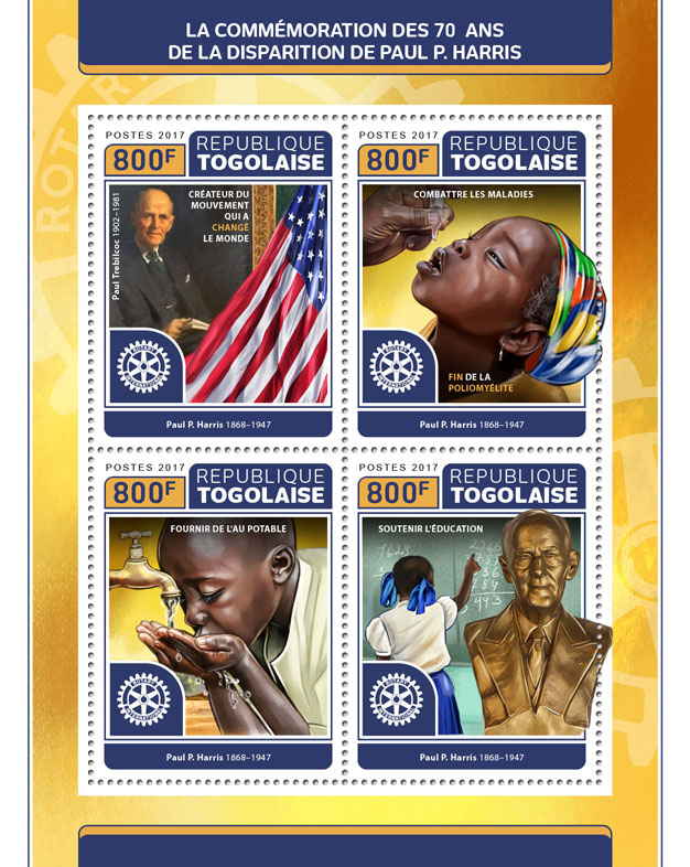 Paul P. Harris - Issue of Togo postage stamps