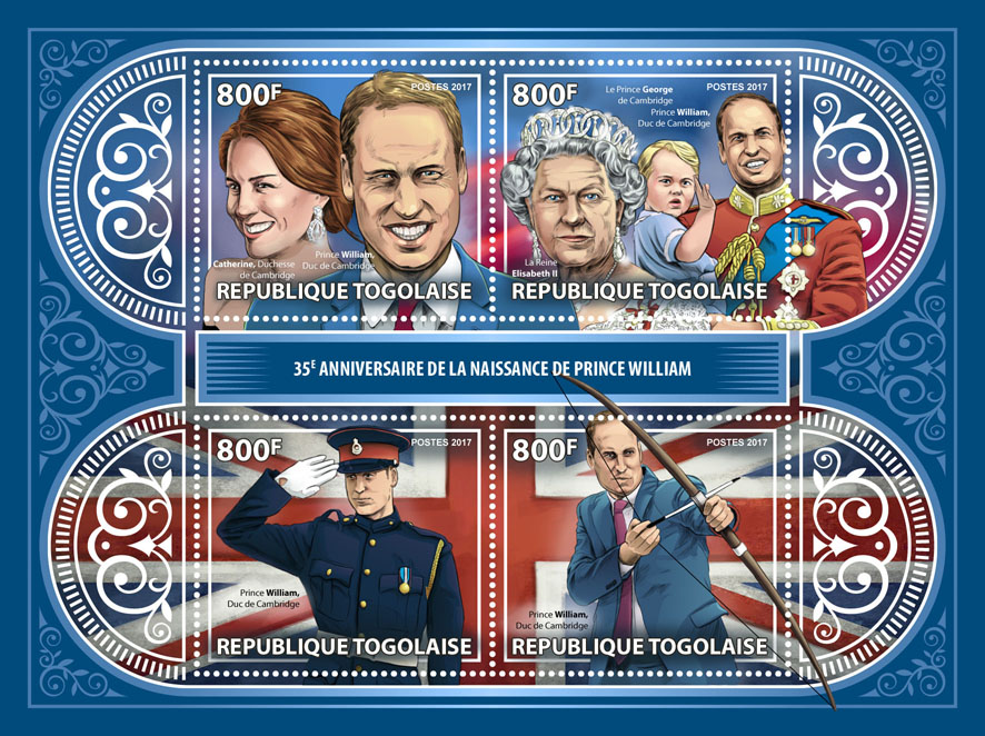 Prince William - Issue of Togo postage stamps