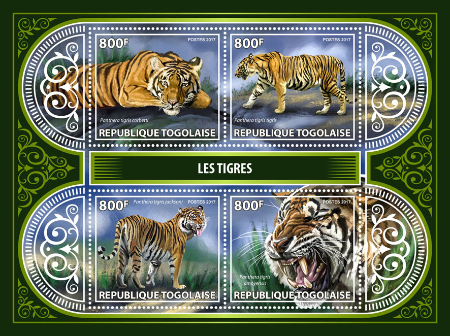 Tigers - Issue of Togo postage stamps
