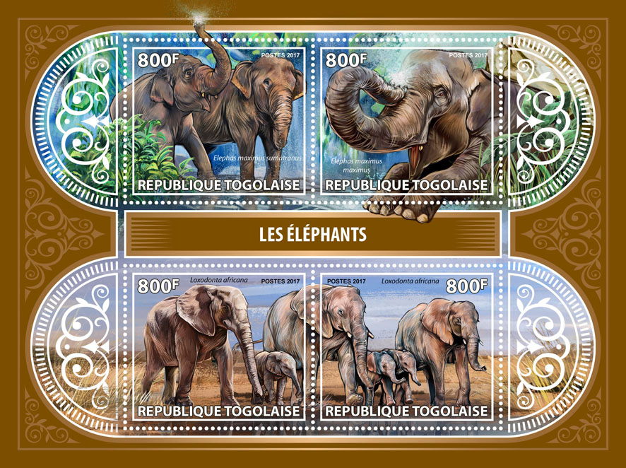 Elephants - Issue of Togo postage stamps