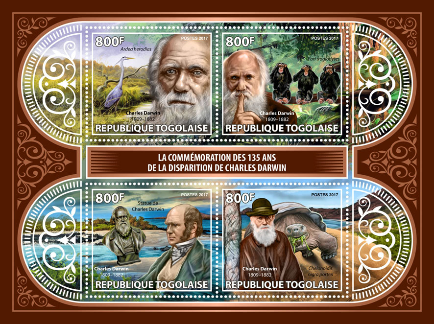 Charles Darwin - Issue of Togo postage stamps