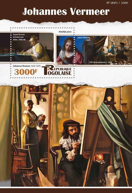 Johannes Vermeer - Issue of Togo postage stamps