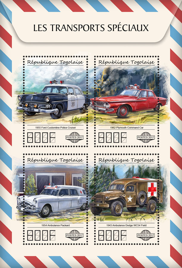 Special transport - Issue of Togo postage stamps