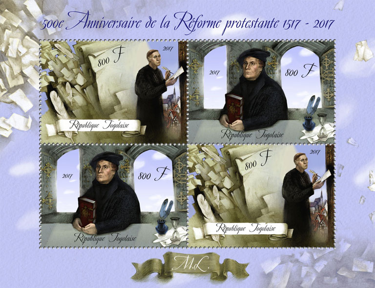 Reformation - Issue of Togo postage stamps