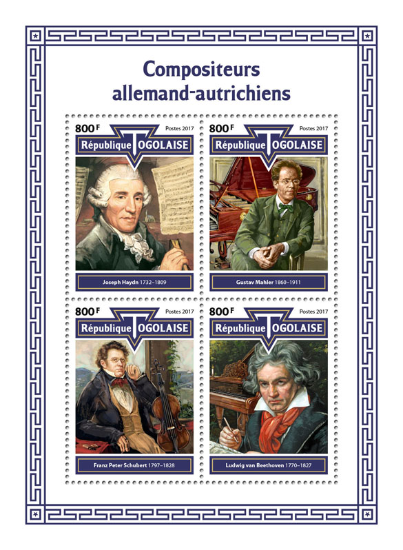 German-Austrian composers - Issue of Togo postage stamps
