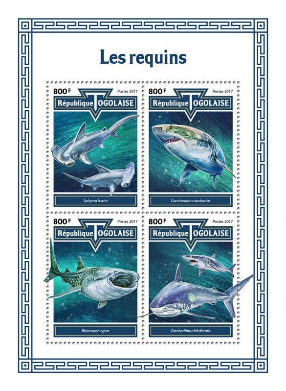 Sharks - Issue of Togo postage stamps