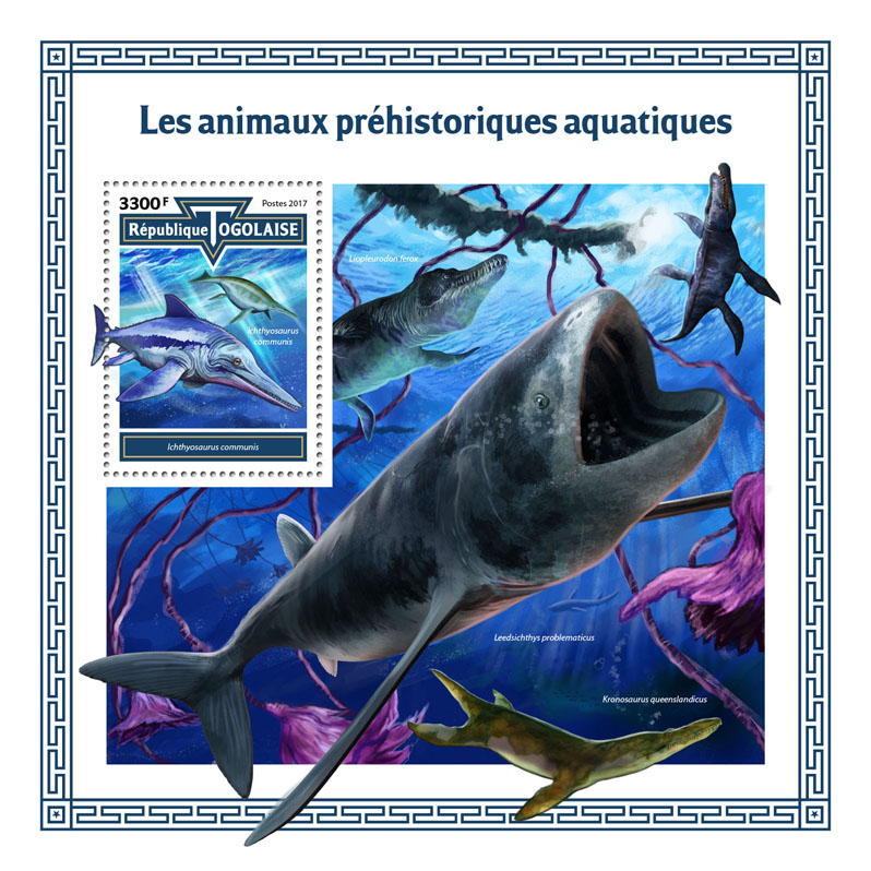 Prehistoric water animals - Issue of Togo postage stamps