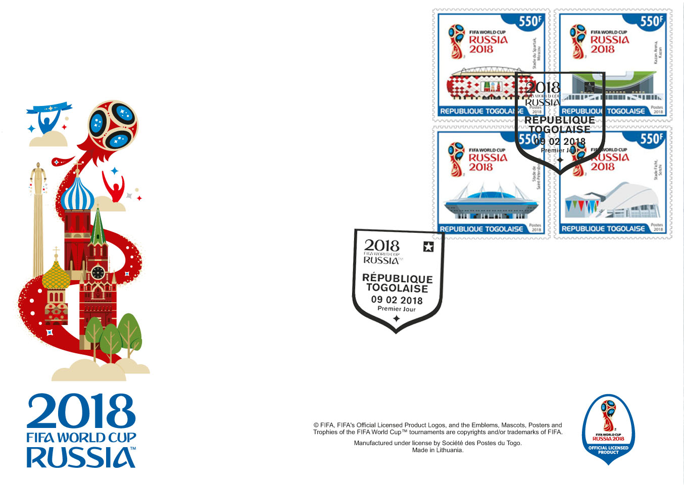 FIFA World Cup Russia 2018 - Issue of Togo postage stamps