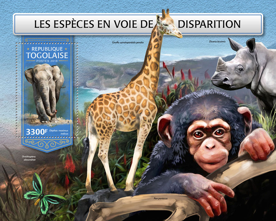 Endangered species - Issue of Togo postage stamps