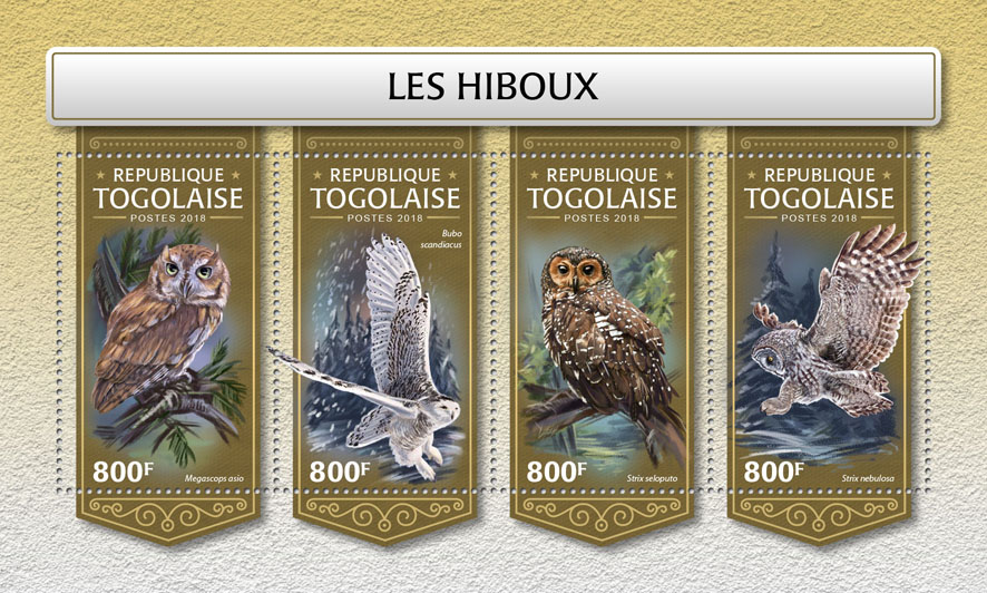 Owls - Issue of Togo postage stamps