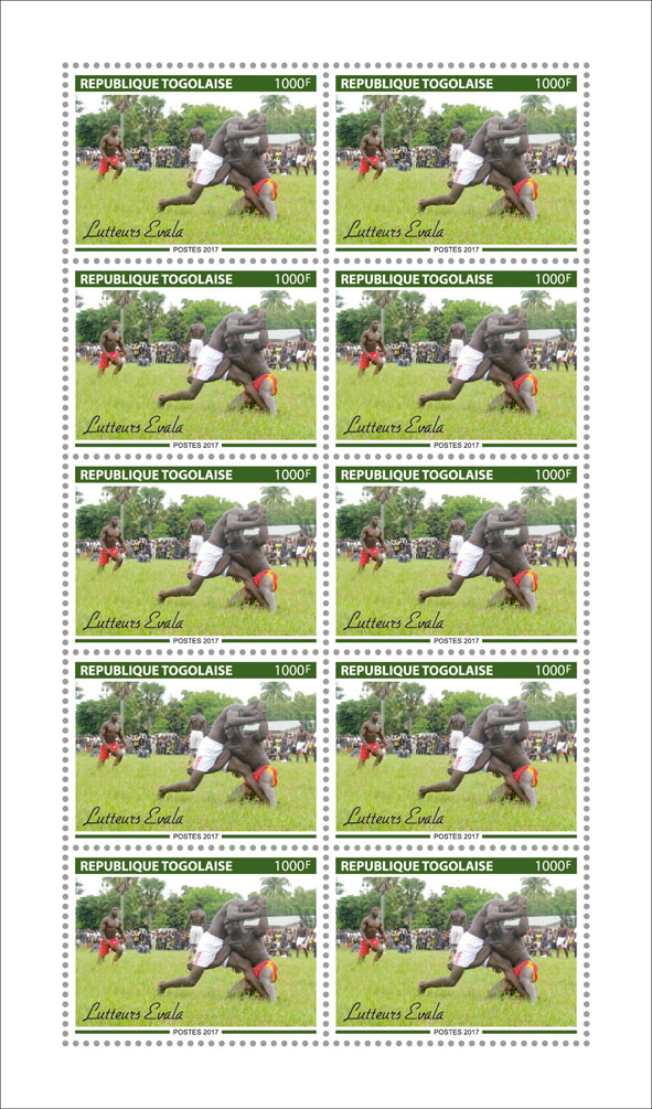 Evala wrestlers - Issue of Togo postage stamps