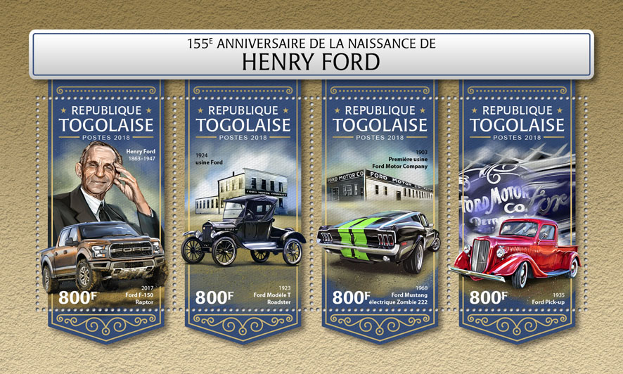 Henry Ford  - Issue of Togo postage stamps