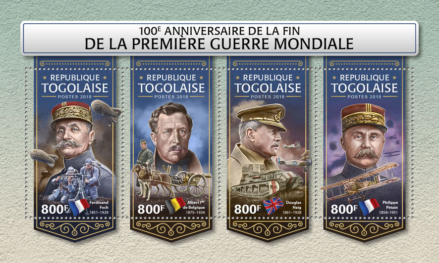 First World War - Issue of Togo postage stamps