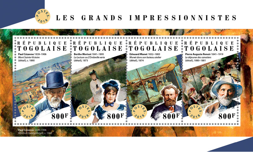 Great impressionists  - Issue of Togo postage stamps