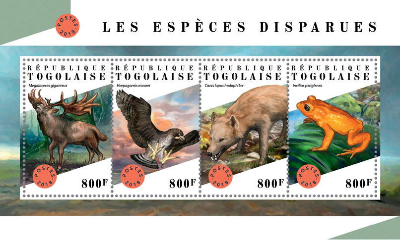 Extinct species - Issue of Togo postage stamps