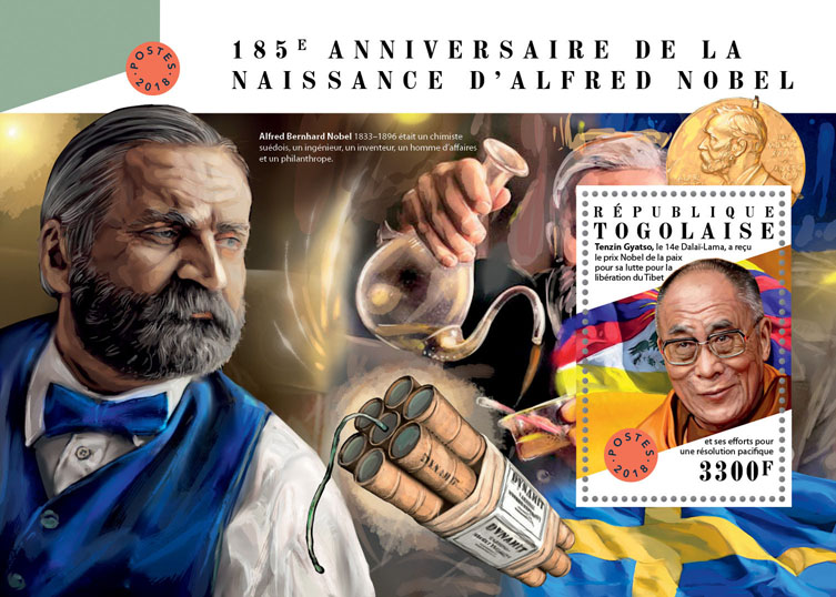 Alfred Nobel  - Issue of Togo postage stamps