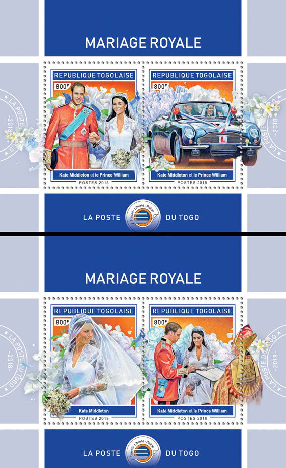 Royal wedding (I) - Issue of Togo postage stamps