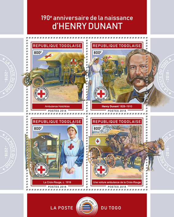 Henry Dunant (I) - Issue of Togo postage stamps