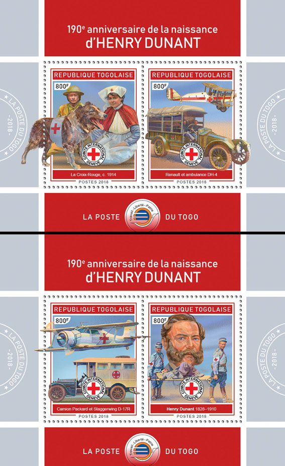 Henry Dunant (II) - Issue of Togo postage stamps