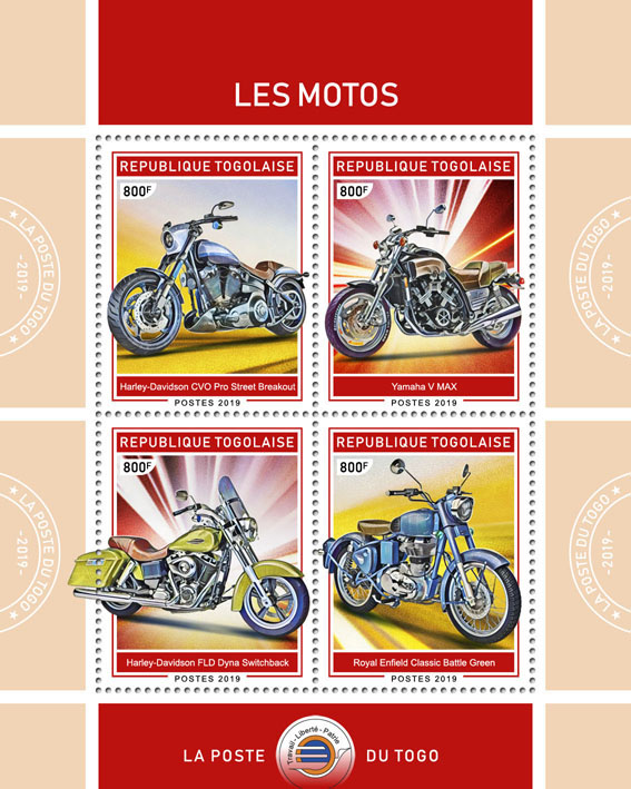 Motorcycles - Issue of Togo postage stamps