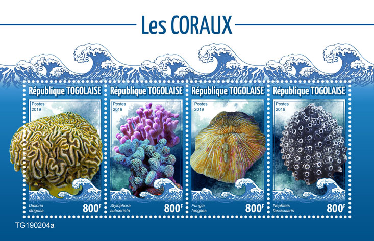 Corals - Issue of Togo postage stamps