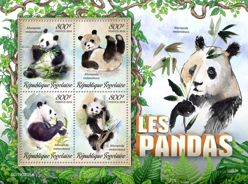 Pandas - Issue of Togo postage stamps