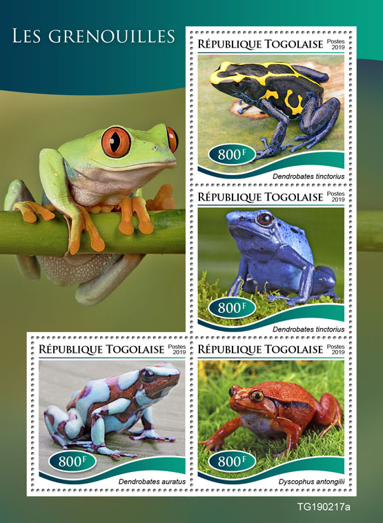 Frogs - Issue of Togo postage stamps