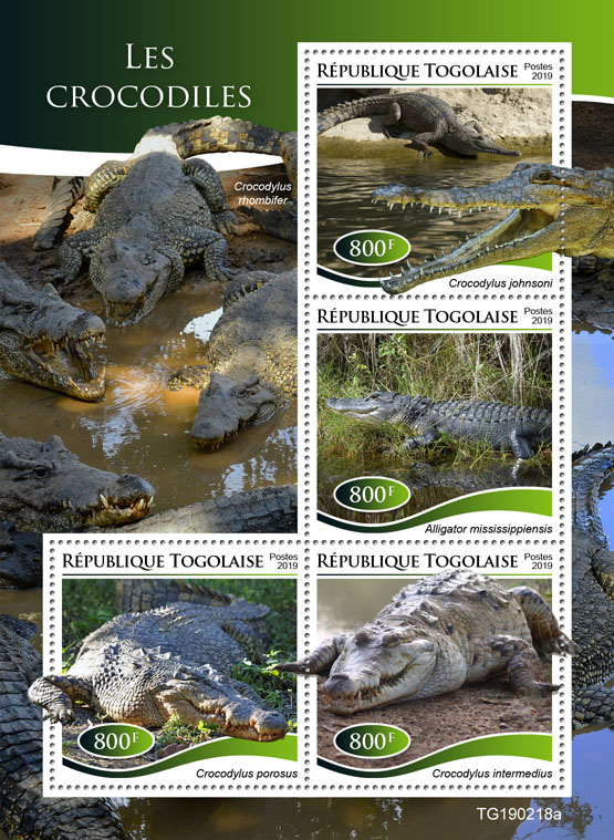 Crocodiles - Issue of Togo postage stamps