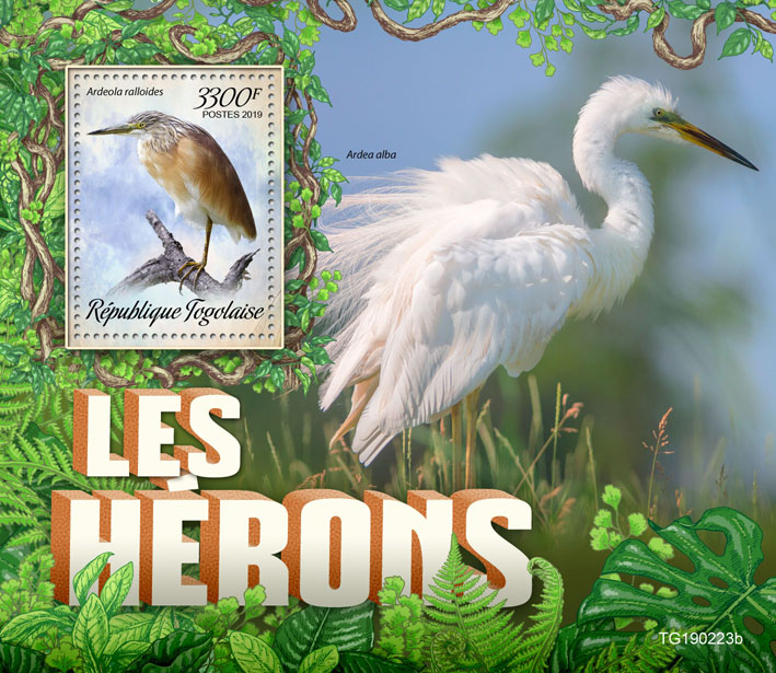 Herons - Issue of Togo postage stamps