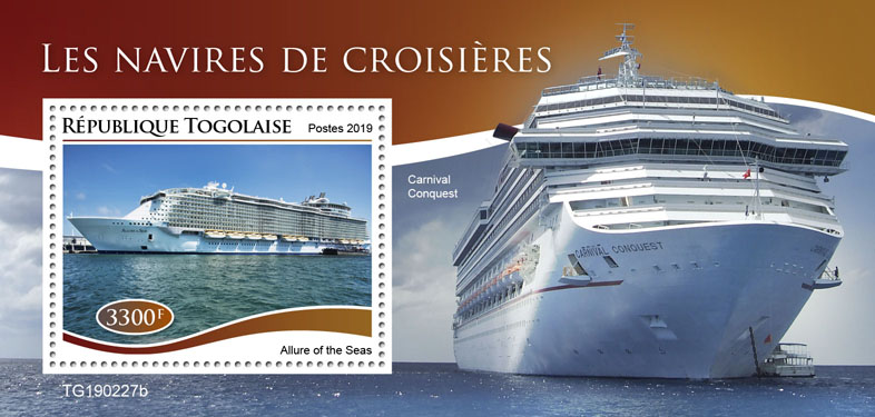Cruise ships - Issue of Togo postage stamps