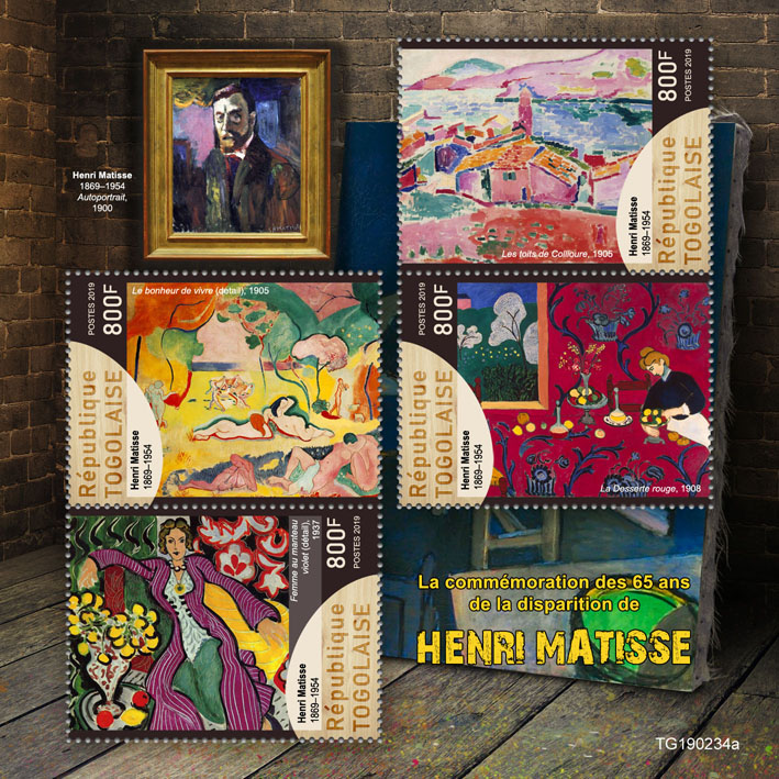 Henri Matisse - Issue of Togo postage stamps