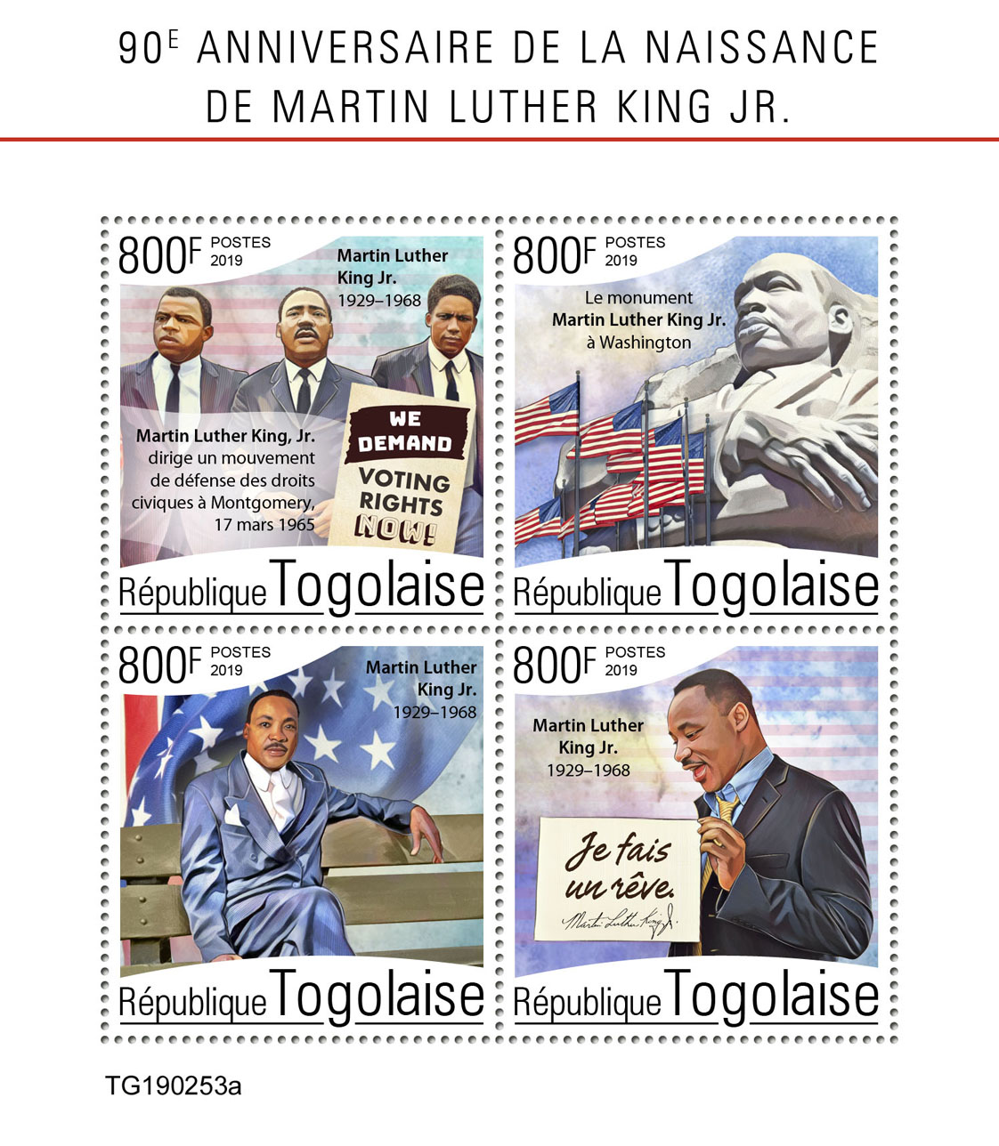 Martin Luther King Jr. - Issue of Togo postage stamps