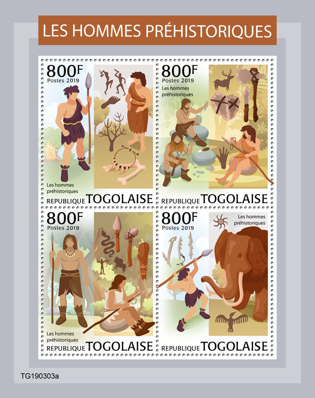 Prehistoric human - Issue of Togo postage stamps