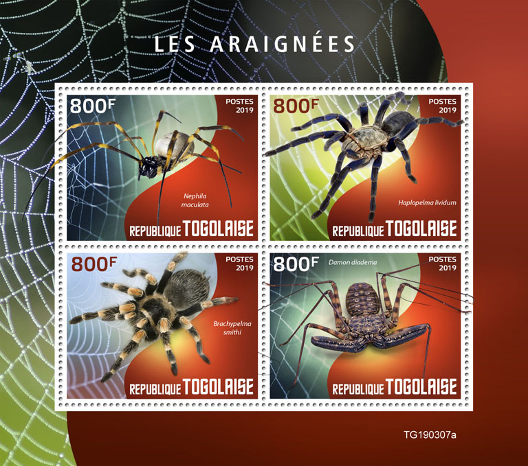 Spiders - Issue of Togo postage stamps