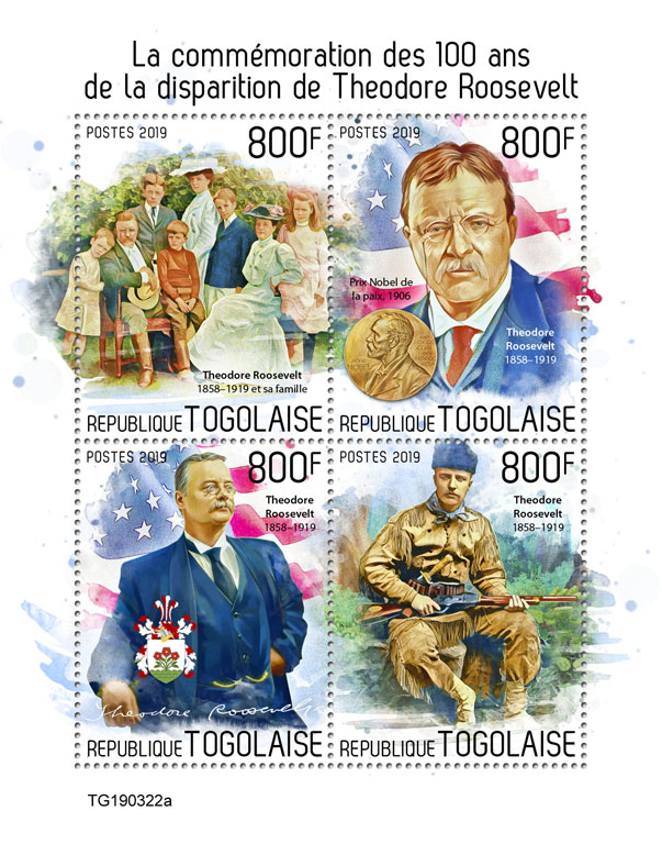 Theodore Roosevelt - Issue of Togo postage stamps