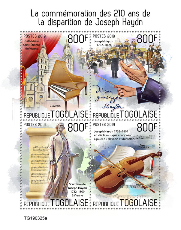 Joseph Haydn - Issue of Togo postage stamps