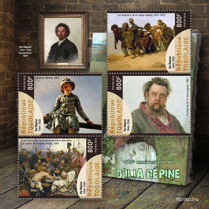 Ilya Repin - Issue of Togo postage stamps