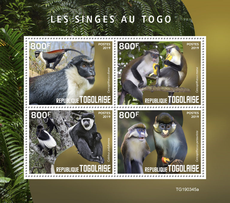 Monkeys in Togo - Issue of Togo postage stamps
