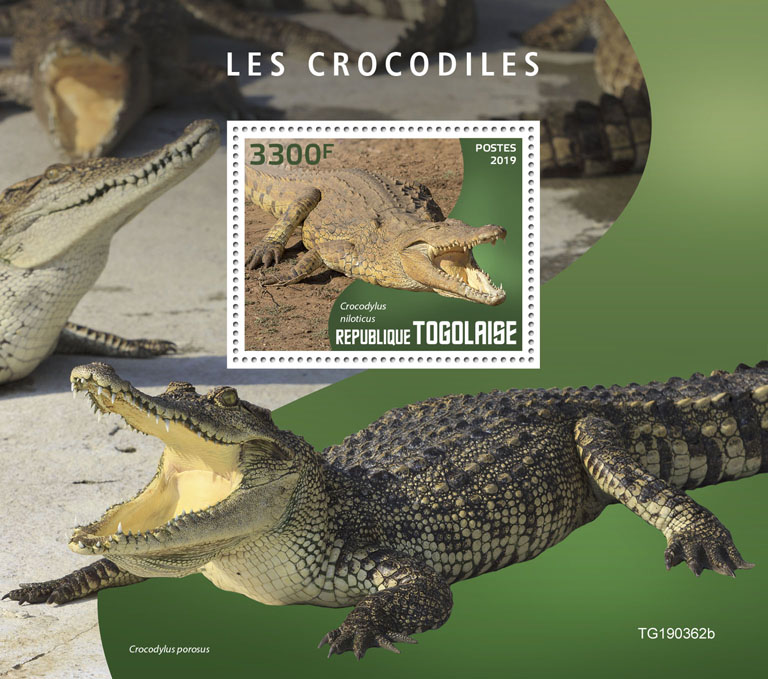 Crocodiles - Issue of Togo postage stamps