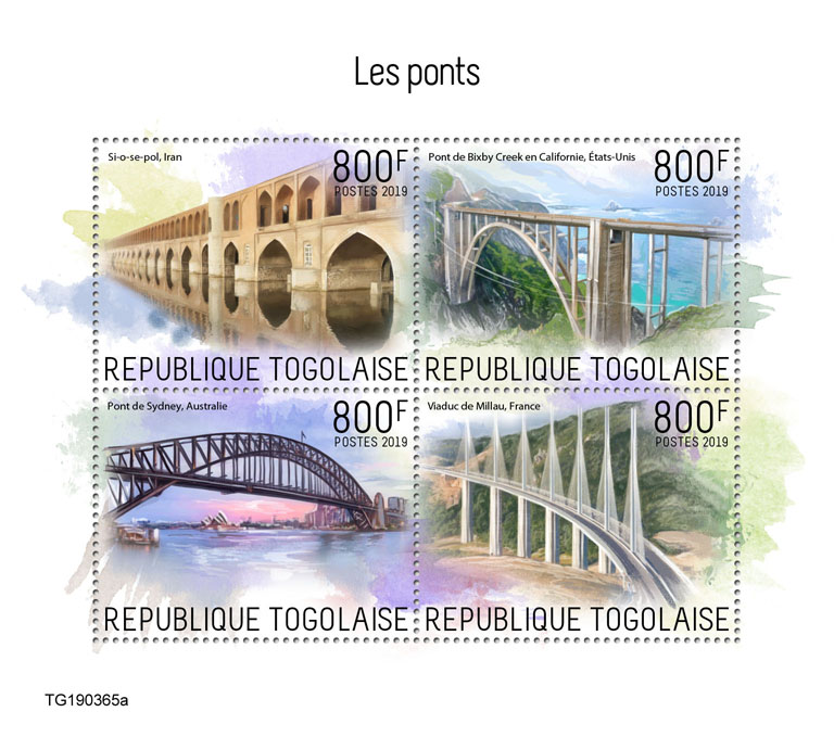 Bridges - Issue of Togo postage stamps