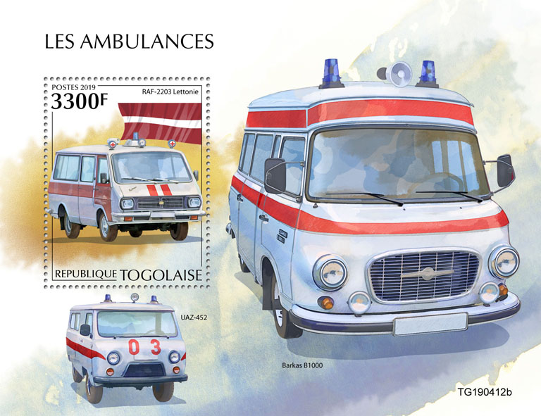 Ambulances - Issue of Togo postage stamps