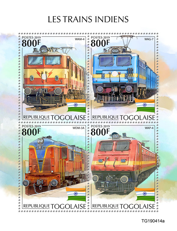 Indian trains - Issue of Togo postage stamps