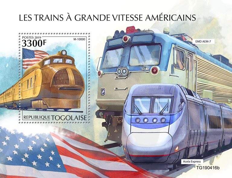 American speed trains - Issue of Togo postage stamps