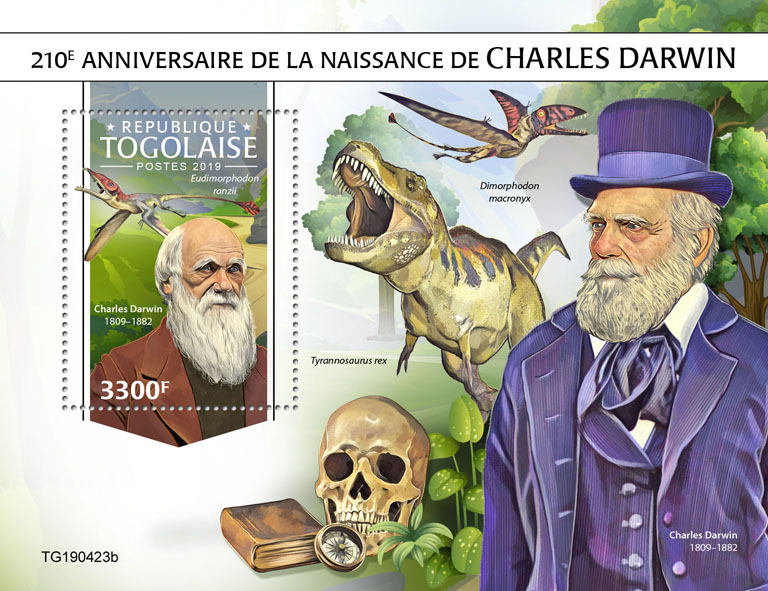 Charles Darwin  - Issue of Togo postage stamps