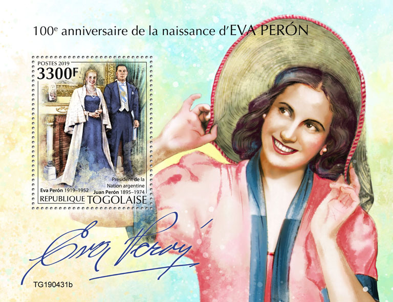 Eva Peron - Issue of Togo postage stamps