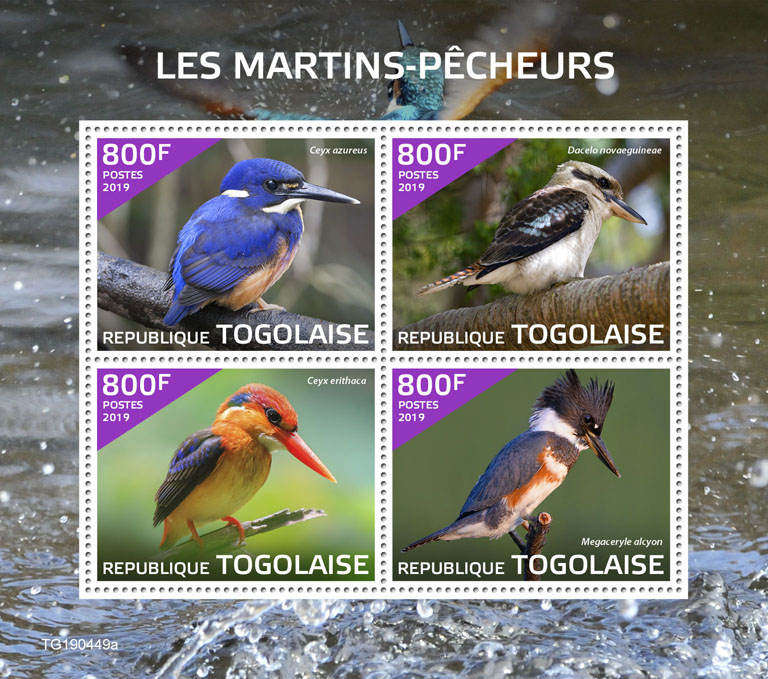 Kingfishers - Issue of Togo postage stamps