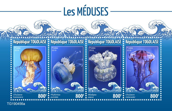 Jellyfish - Issue of Togo postage stamps